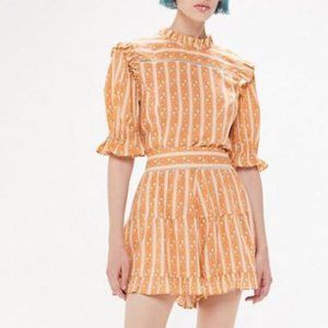 Urban Outfitters Ruffle Floral Prairie Crop Top & Peplum Short Matching …